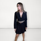 Black Pleated Flared Skirt - Black