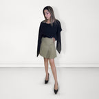 Beige Button-Detail Pleated Skirt - Beige/Tan