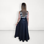 Double-Belted Flared MaxI Skirt - Black