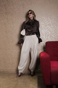 Belted Pleated Balloon Pant - Cream