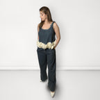 Embellished 3D Flower Coord Set - Washed Blue