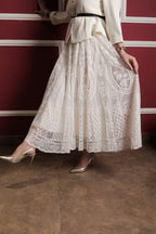 Blazer & Lace Skirt Set - White