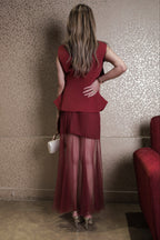 Bow Detail Co-ord Set - Deep Red