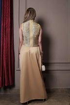 Shimmer Ruched Top & Satin Skirt Coord Set - Yellow