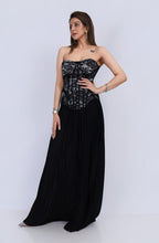 Pleated Flared Pant & Corset Top Set - Black