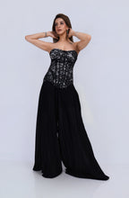 Pleated Flared Pant & Corset Top Set - Black