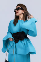 Turquoise Korean Style Co-ord Set - Turquoise Blue
