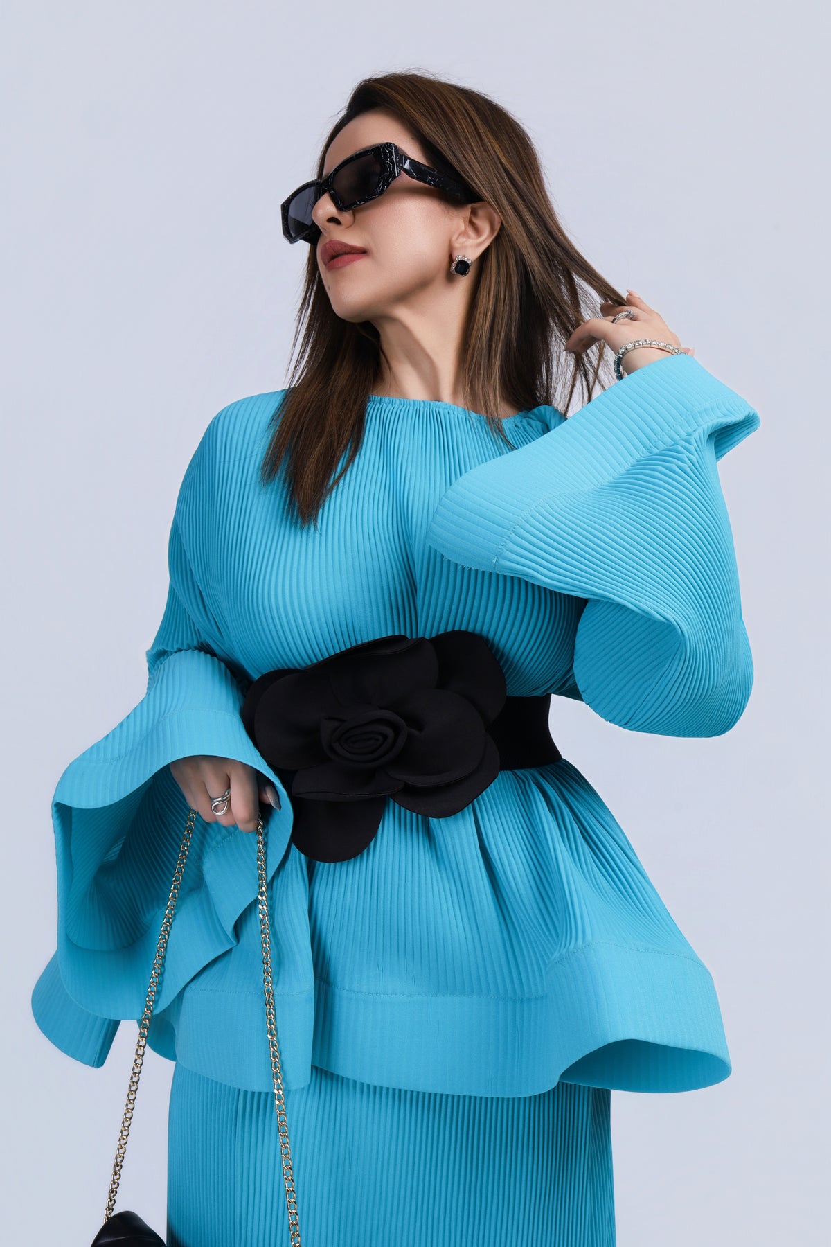 Turquoise Korean Style Co-ord Set - Turquoise Blue