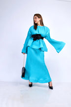 Turquoise Korean Style Co-ord Set - Turquoise Blue