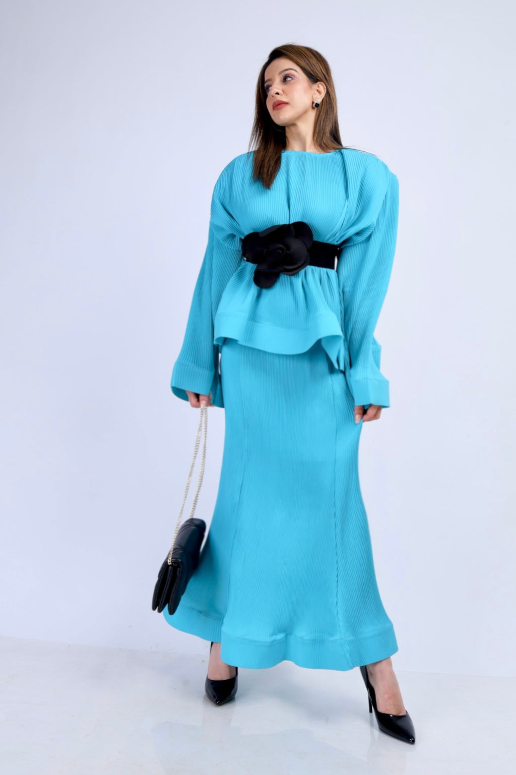 Turquoise Korean Style Co-ord Set - Turquoise Blue