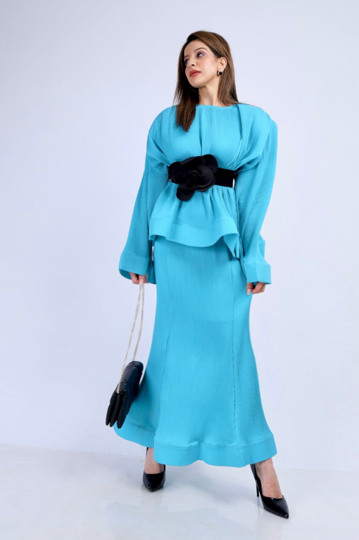 Turquoise Korean Style Co-ord Set - Turquoise Blue