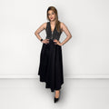Black Denim Panel Maxi Dress - Black