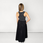 Black Denim Panel Maxi Dress - Black