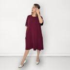 Pearl Sleeve T-shirt Dress - Maroon