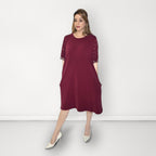 Pearl Sleeve T-shirt Dress - Maroon