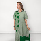 Abstract Stripe Shirt Dress - Green