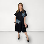 Butterfly Patch Dress - Black
