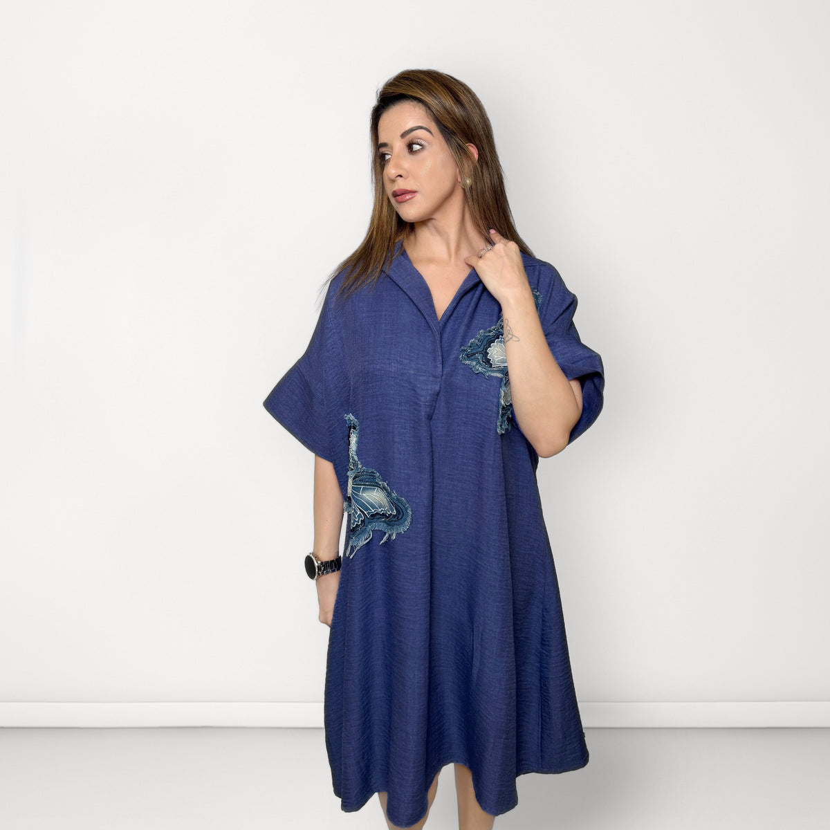 Butterfly Patch Dress - Blue