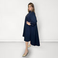Statement Gold Button Dress - Blue