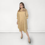 Cutwork Shirt Dress - Beige