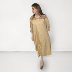 Cutwork Shirt Dress - Beige