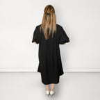 Gathered Shirt Black Dress - Black