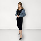 Denim Sleeve Midi Dress - Denim Blue