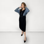 Denim Sleeve Midi Dress - Denim Blue