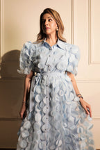 3D Floral Maxi Dress - Light Blue
