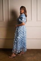 3D Floral Maxi Dress - Light Blue