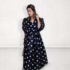 Polka Dot Wrap Dress - Black