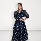 Polka Dot Wrap Dress - Black