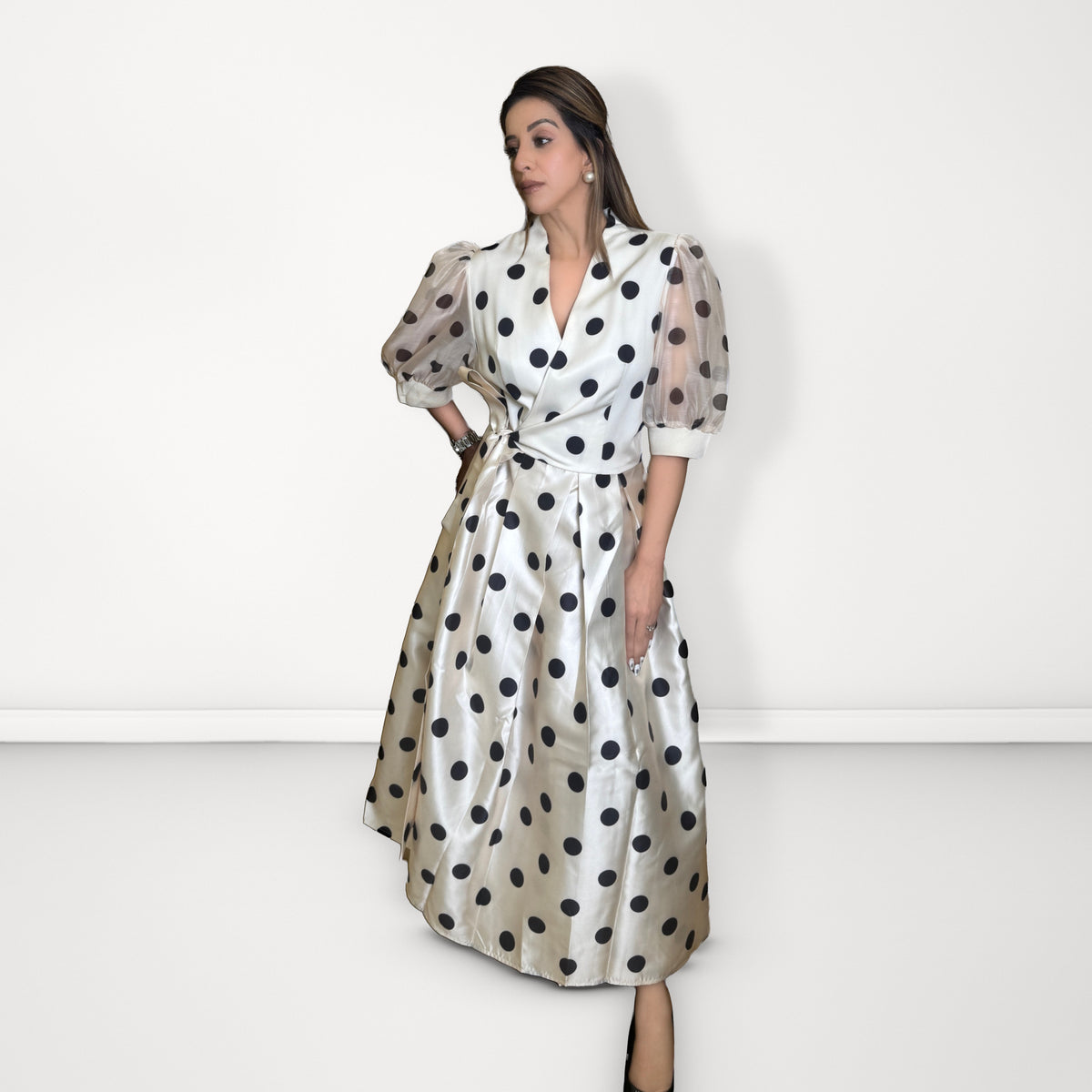 Polka Dot Wrap Dress - Ivory
