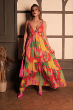 Tropical Print Maxi Dress - Multicolor
