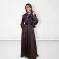 Bow-Tie Satin Dress - Brown
