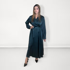Wrap-Front Belted Dress - Emerald Green