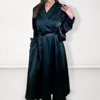 Wrap-Front Belted Dress - Emerald Green