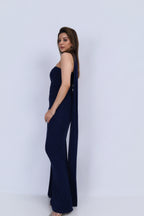 Shimmer Tube Gown with Dupatta - Navy Blue