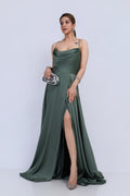 Green Satin Statement Gown - Green