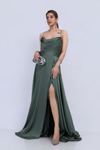 Green Satin Statement Gown - Green