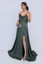 Green Satin Statement Gown - Green