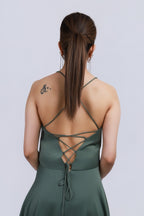 Green Satin Statement Gown - Green