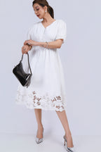 Cotton White embroidered dress - White