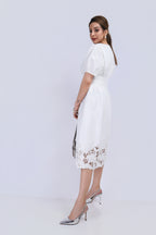 Cotton White embroidered dress - White