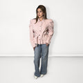 Belted Puff-Sleeve Jacket - Light Pink