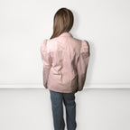 Belted Puff-Sleeve Jacket - Light Pink