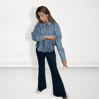 Embellished Denim 'Heart' Jacket - Dark Blue