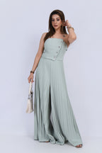 Pleated Tube Jumpsuit - Green