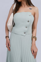 Pleated Tube Jumpsuit - Green