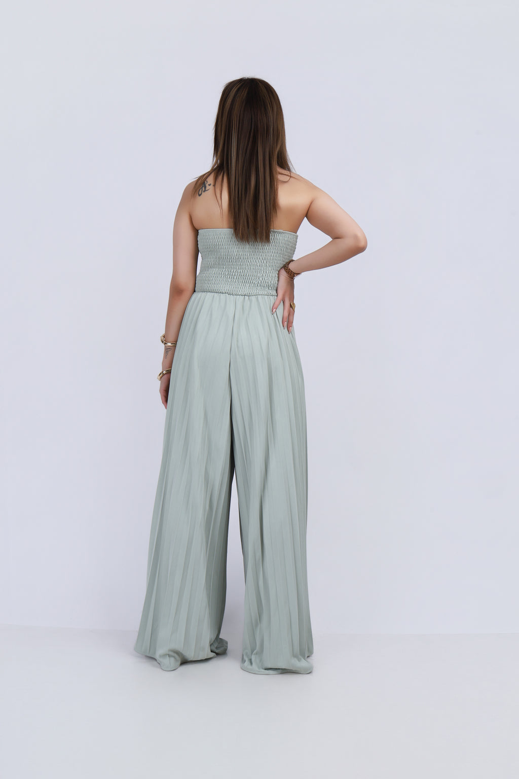 Pleated Tube Jumpsuit - Green